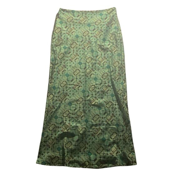 Princess Polly Green Geometric print Maxi skirt side zip 8 - Picture 1 of 6